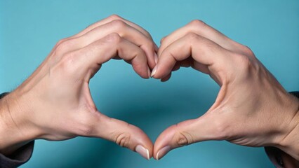 Fototapeta premium Giving Hands with Heart Against Blue 