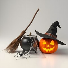 Scary halloween pumpkin  in the park