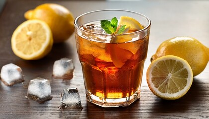 Traditional iced tea with lemon
