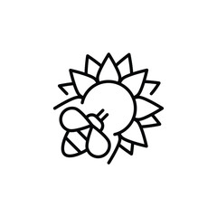 Bee with sunflower icon. Simple bee and sunflower icon for social media, app, and web design. Vector illustration