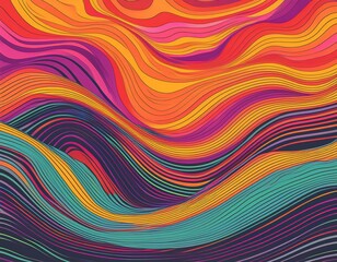 waves distortion retro vibes graphic print groovy background 60s 70s