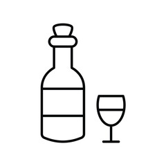 champagne bottle line icon with white background vector stock illustration
