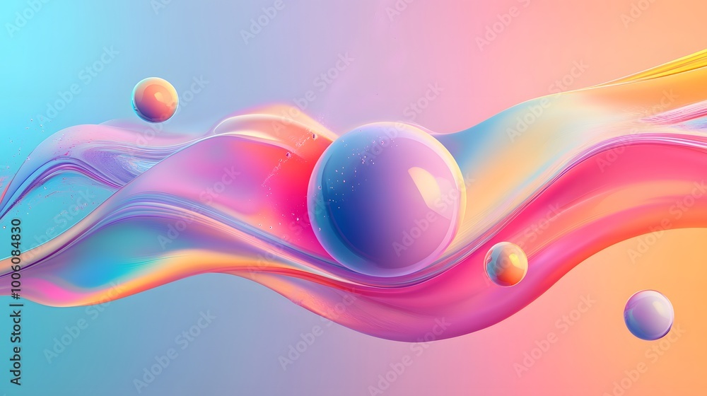 Poster abstract shapes on colorful trendy background. modern fluid colorful gradient geometric figures in t