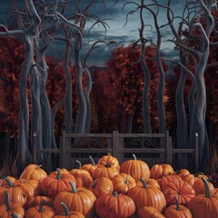 Scary halloween pumpkin  in the park