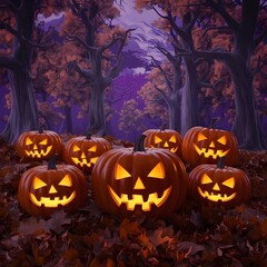Scary halloween pumpkin  in the park