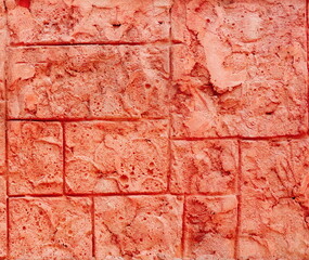 Brick Wall Textured Closeup Red Rough Natural Background Surface
