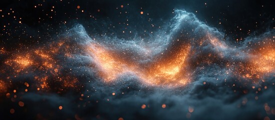 Naklejka premium Abstract Cosmic Landscape with Glowing Nebula