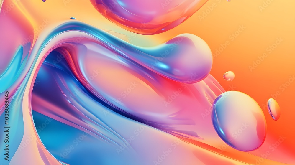 Poster abstract shapes on colorful trendy background. modern fluid colorful gradient geometric figures in t