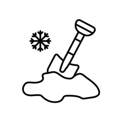 snow shovel line icon with white background vector stock illustration