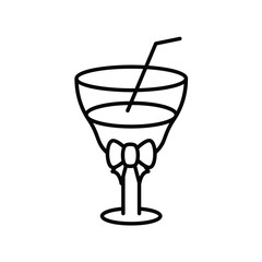 christmas martini line icon with white background vector stock illustration