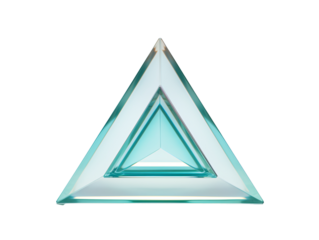 a glass triangle with a white background