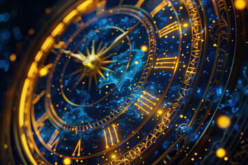 Astrological composition with zodiac circle in signs and symbols