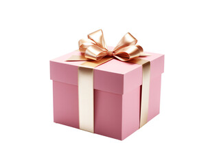 Obraz premium a pink box with a gold ribbon and a bow