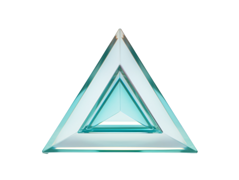 a glass triangle with a white background