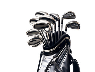 a group of golf clubs in a bag