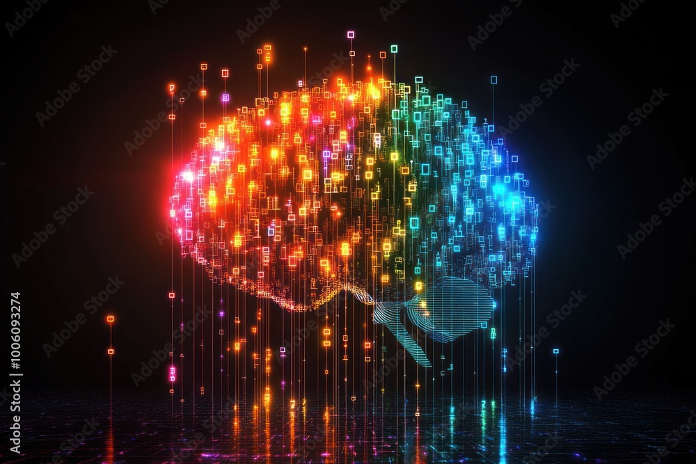 Poster digital brain: a colorful representation of artificial intelligence