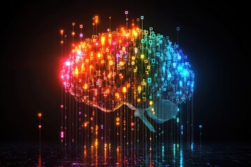 Obraz premium Digital Brain: A Colorful Representation of Artificial Intelligence
