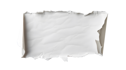 torn white paper with jagged edges, creating sense of rawness and imperfection. This blank canvas invites creativity and expression, perfect for messages or designs
