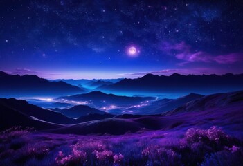 Fototapeta premium captivating display stunning night sky featuring illuminated moon phases celestial landscape awash stars, illumination, astronomy, beauty, glow, twinkle