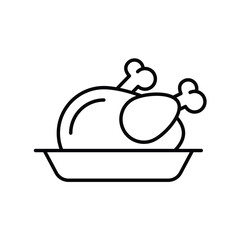 chicken line icon with white background vector stock illustration