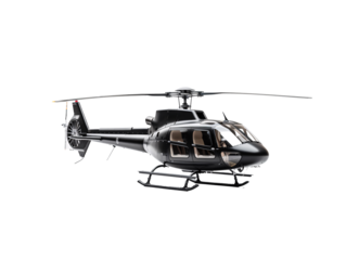 a black helicopter with a white background