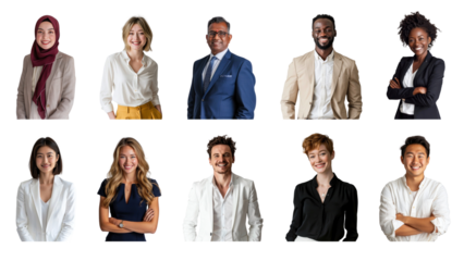 PNG diverse business people element set, transparent background