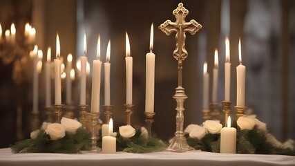 A cross with candles