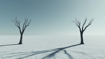 Fototapeta premium A barren landscape with the shadows of trees that once stood