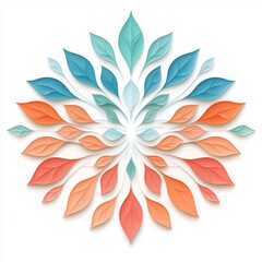 Fototapeta premium Abstract Floral Design with 3D Paper Leaves in Blue and Orange Hues