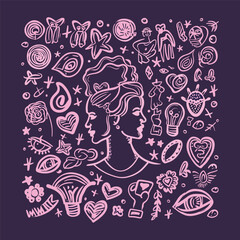 Woman Hand Drawn Doodle Vector Design