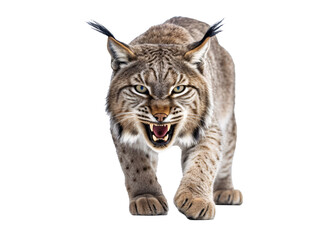 a wild cat with its mouth open