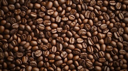 Fototapeta premium Coffee Beans Background Overhead Shot