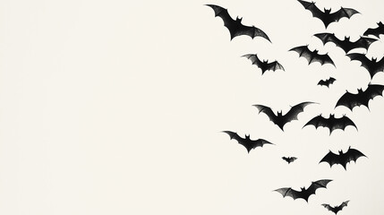 Fototapeta premium Silhouette of Bats Flying on a White Background