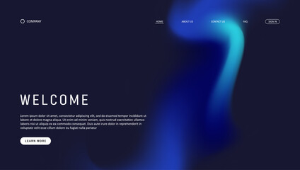 Abstract wave futuristic design of landing page. retro gradient mesh website design