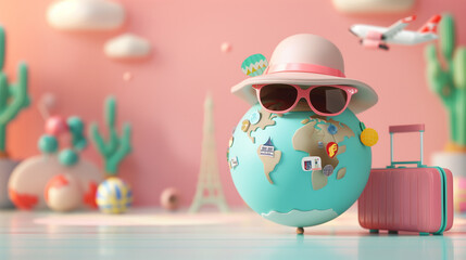 Obraz premium Globe Character on Vacation