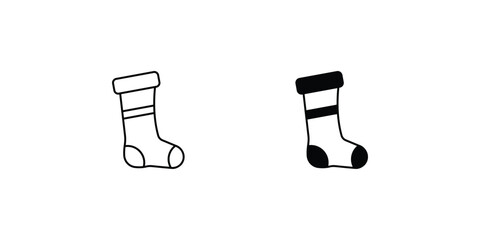 christmas stocking set icon with white background vector stock illustration