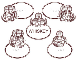 Whiskey elements and frame set. Collection icon whiskey. Vector