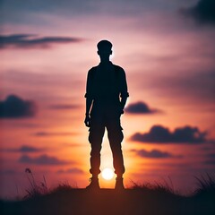 silhouette of a person in sunset