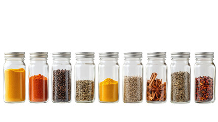 spices in jars on a transparent background