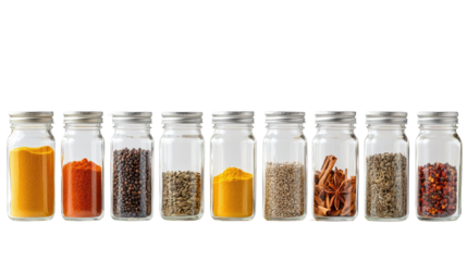 spices in jars on a transparent background