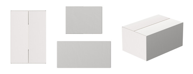 empty white parcel cardboard box
