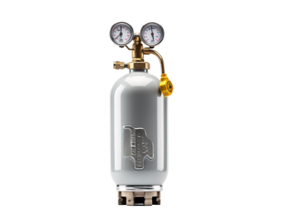 a gas cylinder with gauges