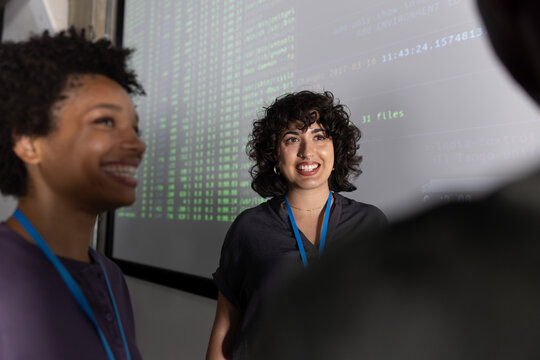 Group of coders meeting at a tech conference