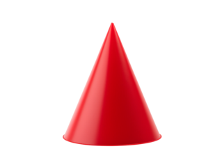 a red cone shaped hat