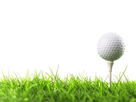 a golf ball on a tee in the grass