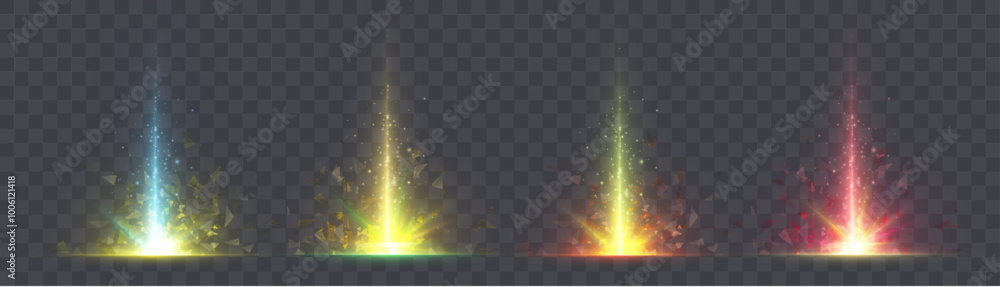 Aufkleber vertical glow effect, light energy explosion effect. light lens reflection. vector