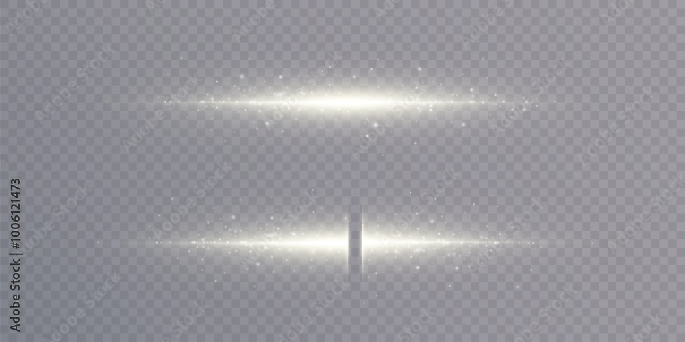 Poster Bright yellow light effect with rays and many small particles for vector illustration.	
