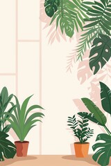 Aesthetic indoor plant setup featuring various tropical plants in stylish pots, perfect for modern interior design and home decor inspiration.