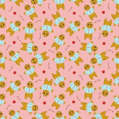 Obraz premium Seamless pattern for Christmas design with gingerbread man, cookies and candies