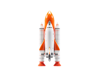 a white and orange space shuttle